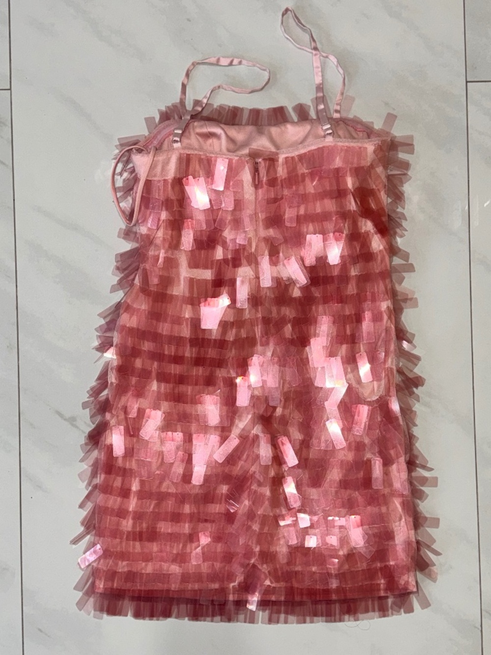 Badgley Mischka Pink Paillette Mini Dress SIZE 2 - needs repair - Picture 4 of 8